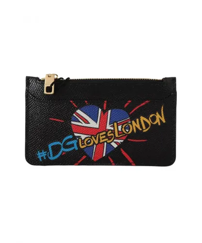 Dolce & Gabbana WoMens Black Leather #DGLovesLondon Cardholder Coin Case Wallet - One Size