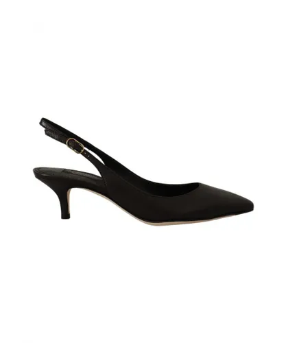 Dolce & Gabbana WoMens Black Leather Slingbacks Heels Pumps Shoes
