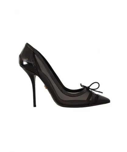 Dolce & Gabbana WoMens Black Mesh Leather Pointed Heels Pumps Shoes