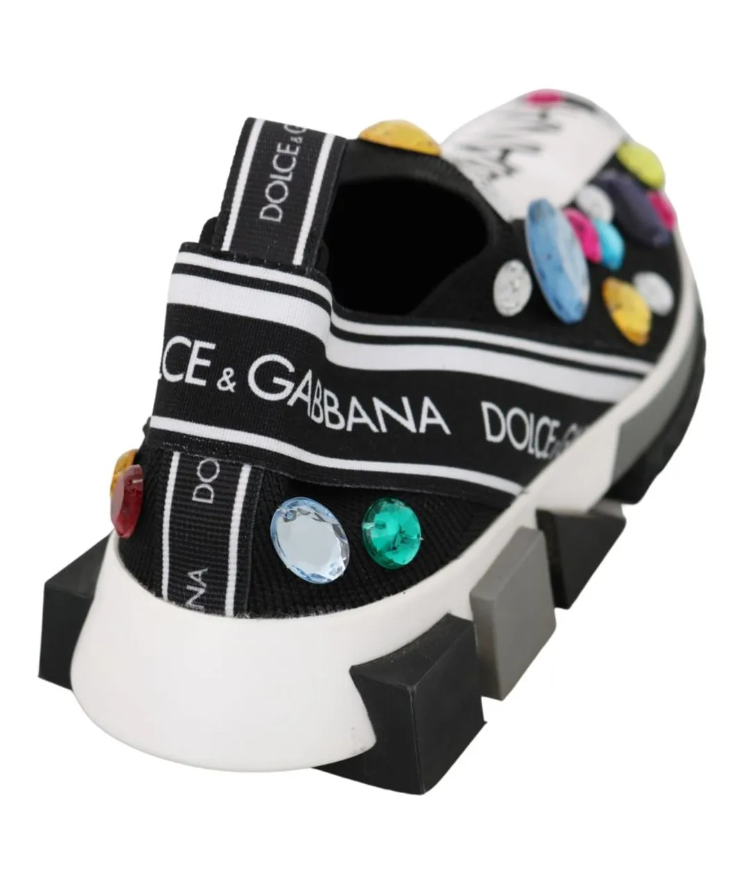 Dolce & Gabbana WoMens Black Multicolor Crystal Sneakers Shoes