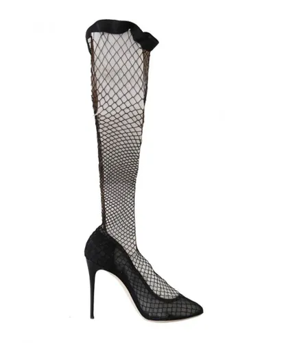 Dolce & Gabbana WoMens Black Netted Sock Heels Pumps Shoes