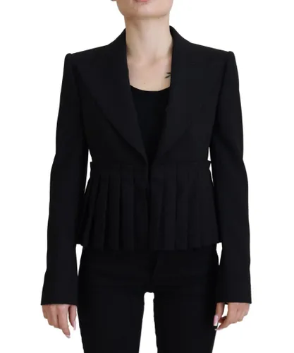 Dolce & Gabbana Womens Black Single-Breasted Blazer with Wide Lapels by Wool