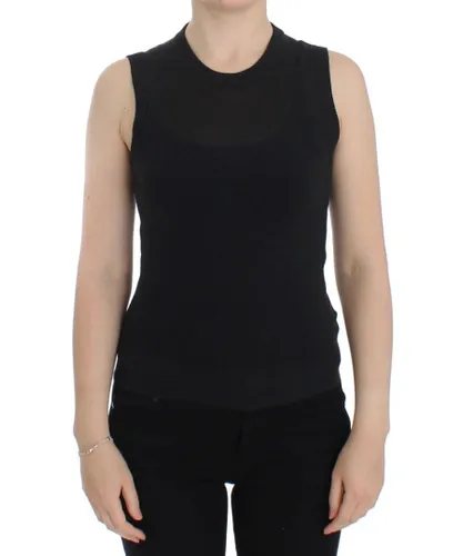 Dolce & Gabbana Womens Black Sleeveless Crewneck Vest Pullover Cotton