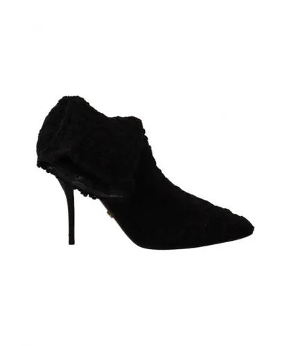 Dolce & Gabbana WoMens Black Stiletto Heels Mid Calf Boots Viscose