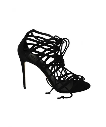 Dolce & Gabbana WoMens Black Suede Strap Stilettos Sandals
