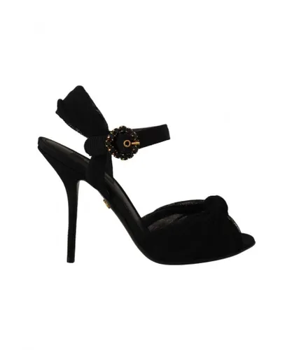 Dolce & Gabbana WoMens Black Tulle Stretch Ankle Buckle Strap Shoes Cotton