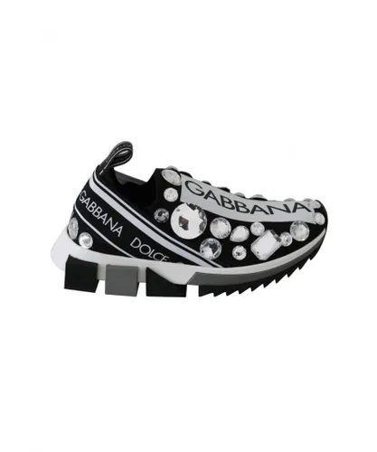Dolce & Gabbana WoMens Black White Crystal 's Sneakers Shoes