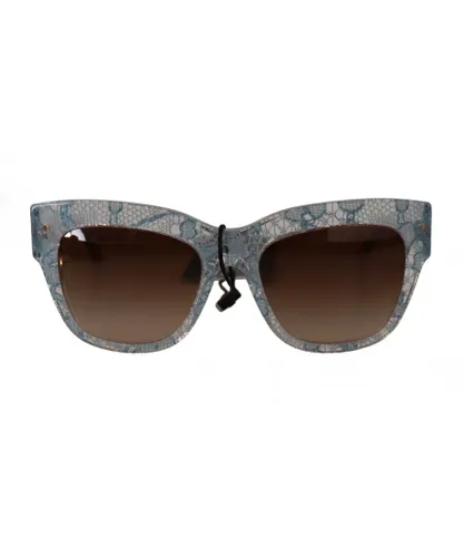 Dolce & Gabbana WoMens Blue Lace Acetate Rectangle Shades Sunglasses - One