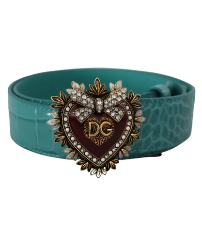 Dolce & Gabbana WoMens Blue Leather Gold DEVOTION Heart Buckle Belt