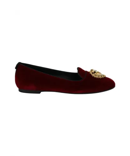 Dolce & Gabbana WoMens Bordeaux Velvet Slip-On Loafers Flats Shoes - Bordo Cotton