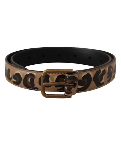Dolce & Gabbana WoMens Brown Leopard Print Vintage Metal Waist Buckle Belt Leather