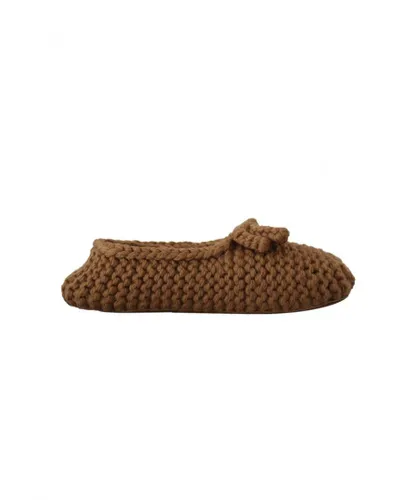 Dolce & Gabbana WoMens Brown Slip On Ballerina Flats Wool Knit Shoes