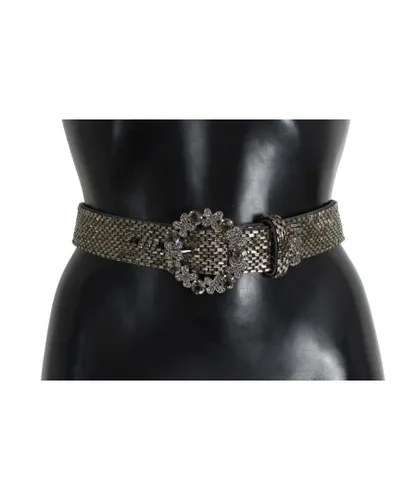 Dolce & Gabbana Womens Crystal Buckle Sequined Waist Belt - Multicolour
