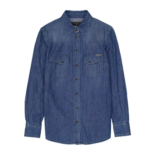 Dolce & Gabbana , Womens Denim Shirt ,Blue male, Sizes: