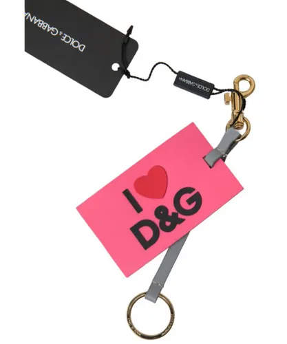 Dolce & Gabbana Womens Engraved Brass Keyring with Logo Detail - Pink - One Size