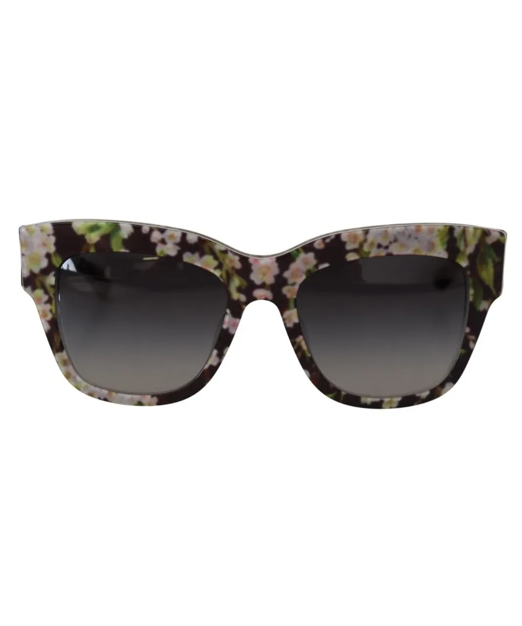 Dolce & Gabbana Womens Floral Acetate Rectangle Shades Sunglasses - Black - One