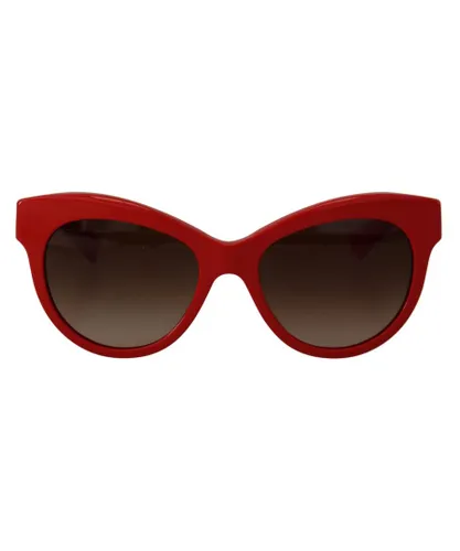 Dolce & Gabbana Womens Floral Arm Cat Eye Sunglasses with Lens - Red - One