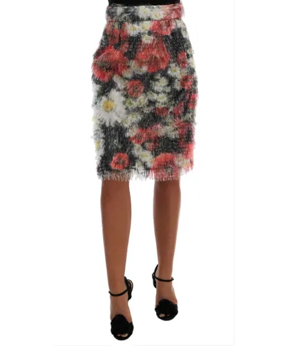 Dolce & Gabbana Womens Floral Patterned Pencil Straight Skirt - Multicolour
