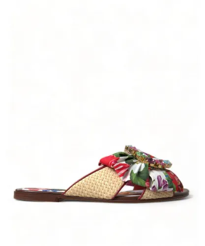 Dolce & Gabbana Womens Floral Print Flat Sandals - Multicolour