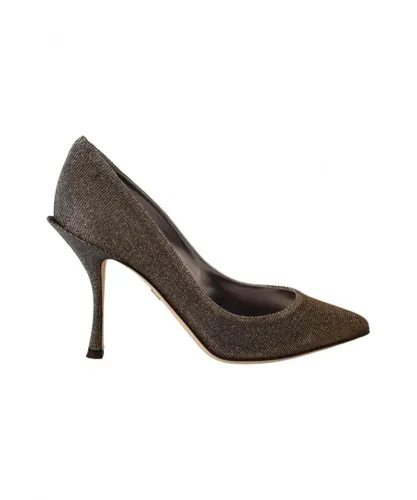Dolce & Gabbana WoMens Gold Silver Fabric Heels Pumps Shoes Cotton