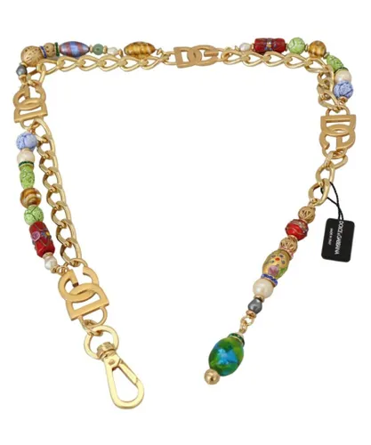 Dolce & Gabbana WoMens Gold Tone DG Logo Waist Chain Belt Metal