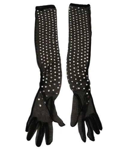 Dolce & Gabbana Womens Gorgeous Elbow Length Cotton Tulle Gloves - Black