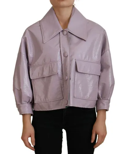 Dolce & Gabbana Womens Gorgeous Long Sleeves Cropped Jacket - Purple Cotton