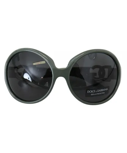 Dolce & Gabbana Womens Gorgeous Round Sunglasses with Rhinestone-Enhanced Logo - Green - One