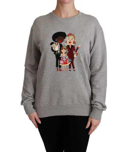 Dolce & Gabbana Womens Gray #dgfamily Cotton Pullover Sweater - Multicolour