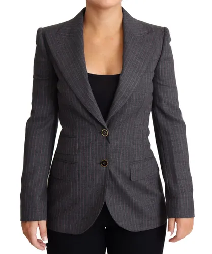 Dolce & Gabbana Womens Gray Single-Breasted Blazer with Peaked Lapels by - Grey Wool