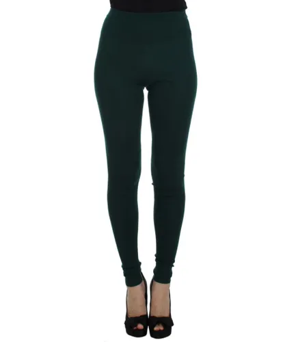 Dolce & Gabbana Womens Green Cashmere Stretch Tights Pants - Multicolour
