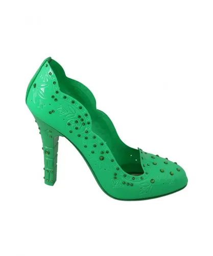 Dolce & Gabbana WoMens Green Crystal Floral CINDERELLA Heels Shoes