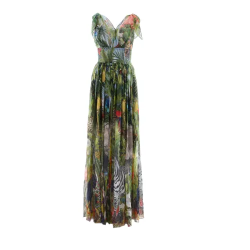 Dolce & Gabbana , Womens Jungle Long Dress ,Multicolor female, Sizes: