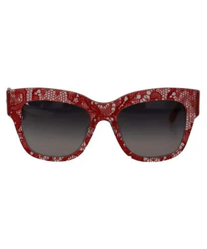 Dolce & Gabbana Womens Lace Acetate Rectangle Shades Sunglasses - Red - One