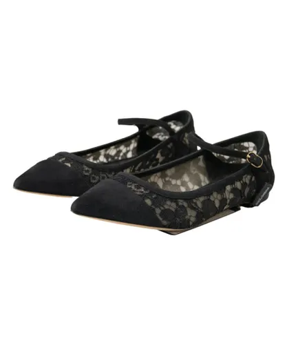 Dolce & Gabbana Womens Lace Flat Shoes - Black