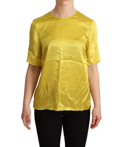Dolce & Gabbana Womens Ladies Silk Short Sleeve Blouse T-shirt - Yellow