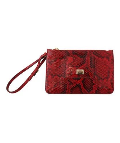 Dolce & Gabbana Womens Leather Ayers Clutch Purse Wristlet Hand - Red - One Size