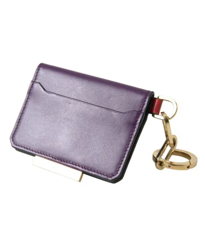 Dolce & Gabbana Womens Leather Bifold Card Holder Wallet - Purple - One Size