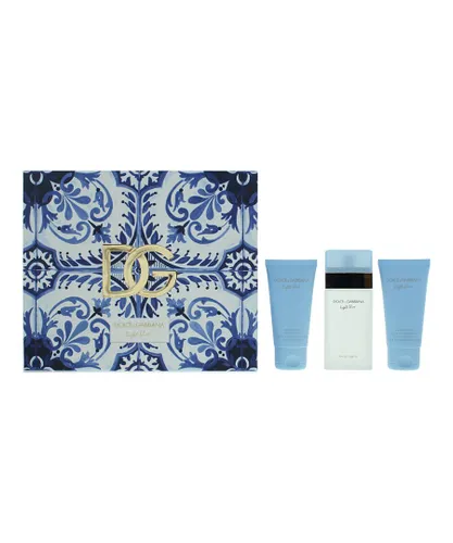 Dolce & Gabbana Womens Light Blue Eau De Toilette 50ml, Body Lotion + Shower Gel Gift Set - One Size