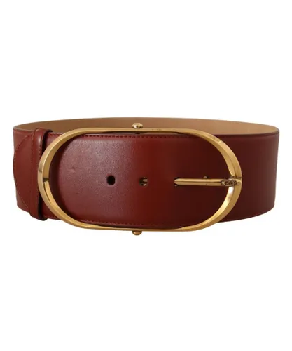 Dolce & Gabbana WoMens Maroon Leather Gold Metal Oval Buckle Belt - Brown
