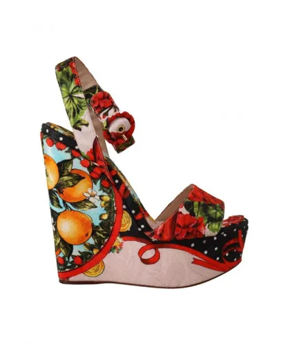 Dolce & Gabbana WoMens Multicolor Brocade Platform Heels Sandals Shoes - Multicolour Cotton