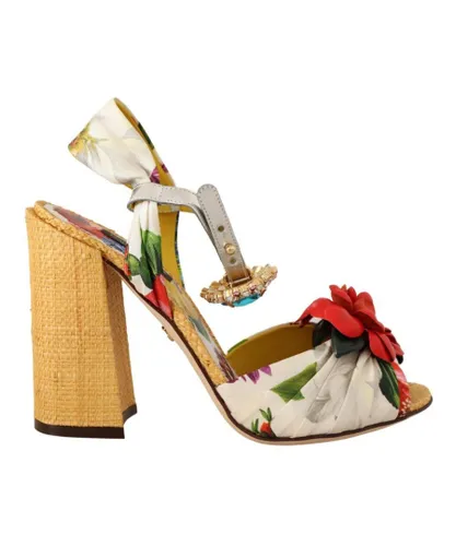Dolce & Gabbana WoMens Multicolor Crystal Keira Sandals Silk Shoes - Multicolour