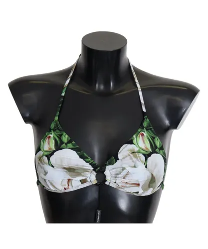 Dolce & Gabbana WoMens Multicolor Floral Print Halter Swimwear Bikini Top - Multicolour Nylon