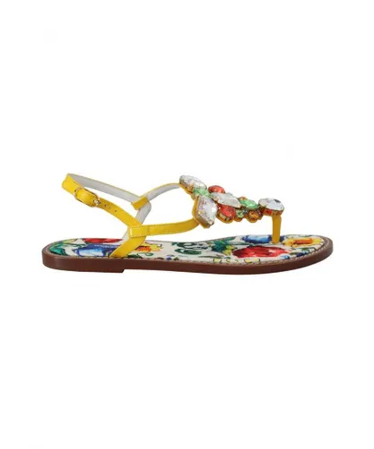 Dolce & Gabbana WoMens Multicolor Majolica Crystal Sandals Flip Flop Shoes - Multicolour Leather