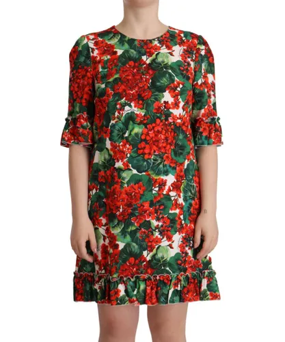 Dolce & Gabbana WoMens Multicolor Red Floral Shift Gown Dress - Multicolour Rayon