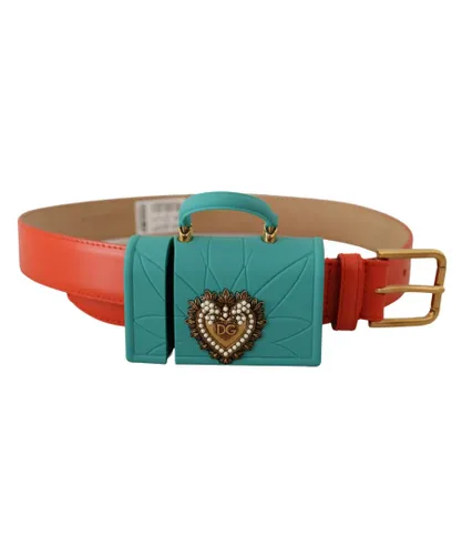Dolce & Gabbana WoMens Orange Leather Devotion Heart Micro Bag Headphones Belt