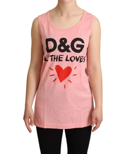 Dolce & Gabbana WoMens Pink All The Lovers Tank Top T-shirt Cotton