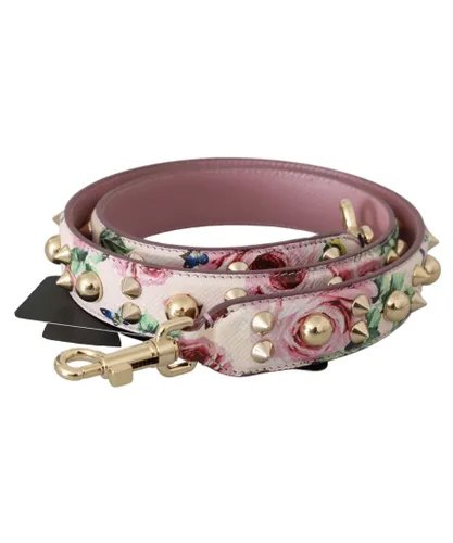 Dolce & Gabbana WoMens Pink Floral Leather Stud Accessory Shoulder Strap - Multicolour - One Size