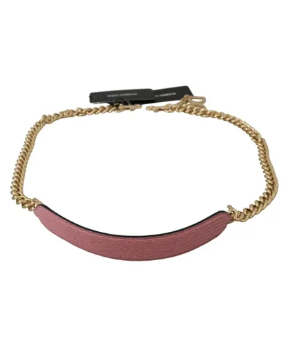 Dolce & Gabbana WoMens Pink Leather Gold Chain Accessory Shoulder Strap - Multicolour - One Size