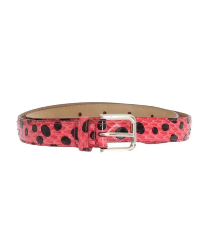 Dolce & Gabbana Womens Pink Polka Snakeskin Silver Buckle Belt - Multicolour